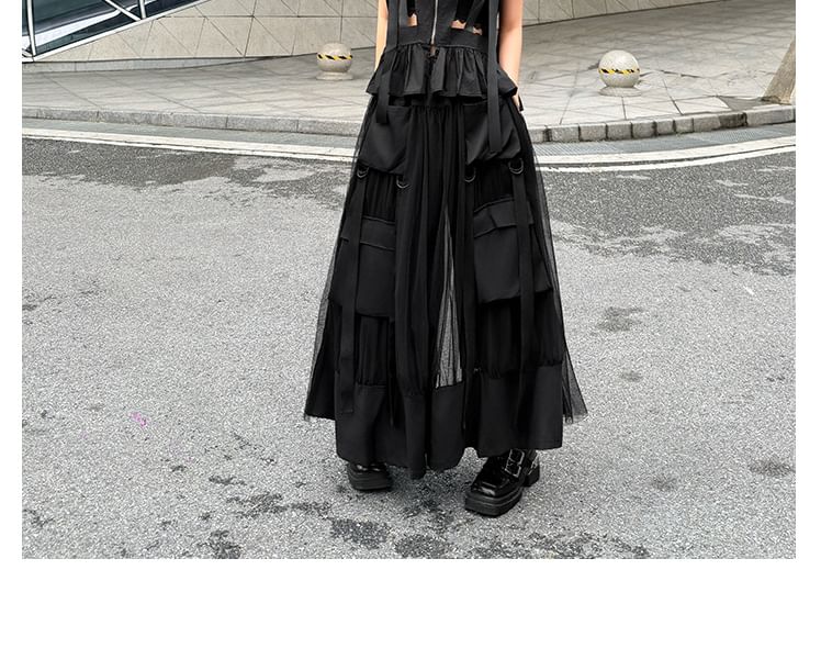 Hooded Crop Zip-Up with Sheer Wide Leg Pants