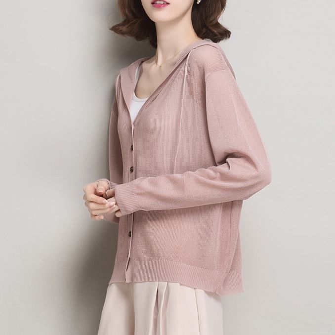 Plain Hooded Cardigan