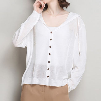 Plain Hooded Cardigan