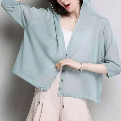 Plain Hooded Cardigan