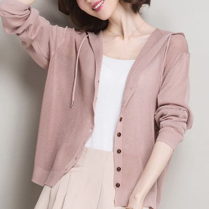 Plain Hooded Cardigan