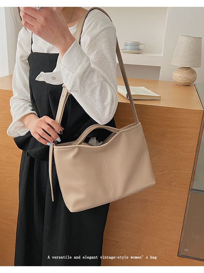 Faux Leather Crossbody Tote Bag