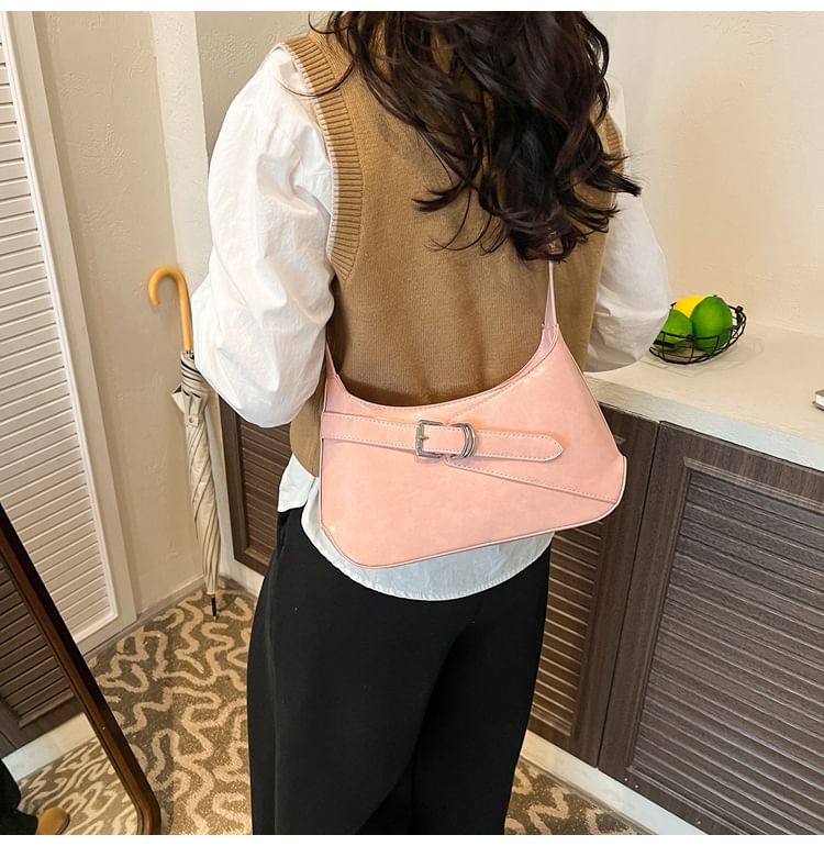 Buckled Panel Shoulder Bag