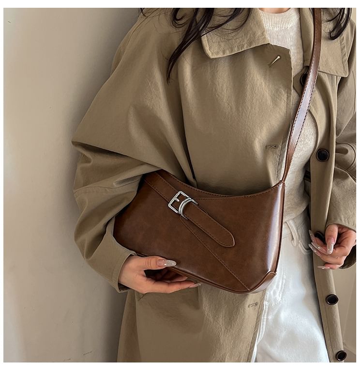 Buckled Panel Shoulder Bag