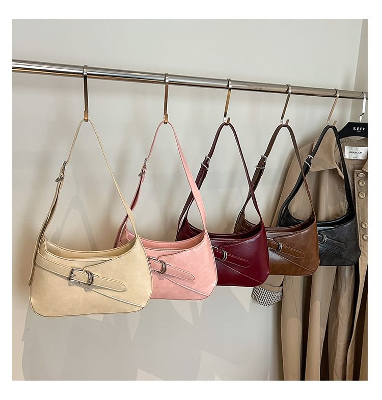 Buckled Panel Shoulder Bag