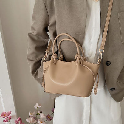 Drawstring Knotted Handle Crossbody Tote Bag