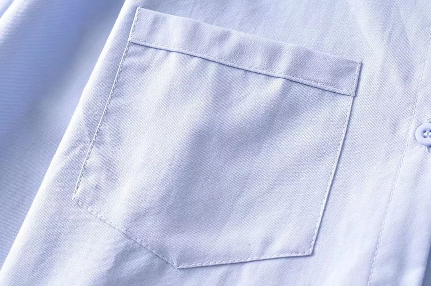 Collared Buttoned Cropped Plain Sleeved Shirt