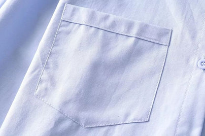 Collared Buttoned Cropped Plain Sleeved Shirt