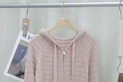 Zip-Up Plain Cardigan