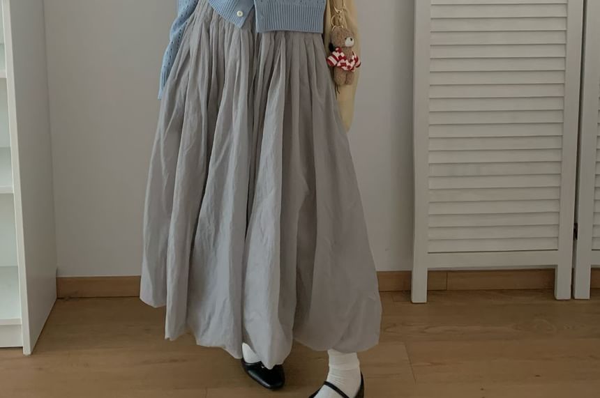 Crewneck Button-Up Plain Cardigan