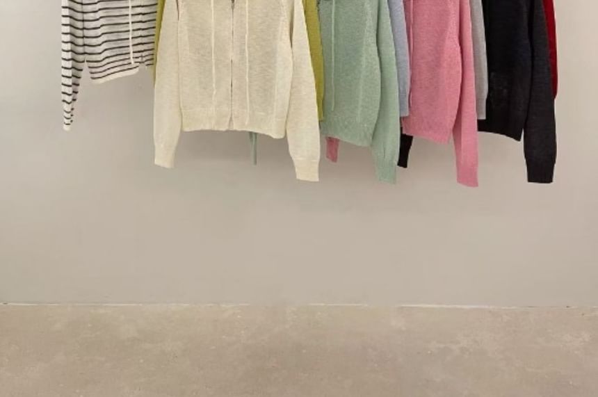 Hooded Plain Cardigan