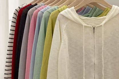 Hooded Plain Cardigan