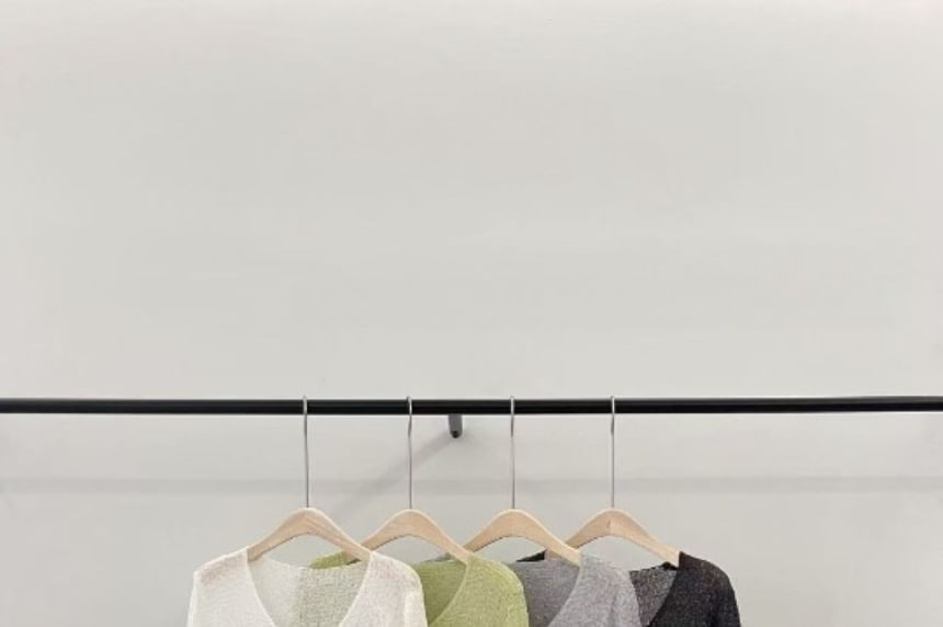 V-Neck Plain Crop Cardigan