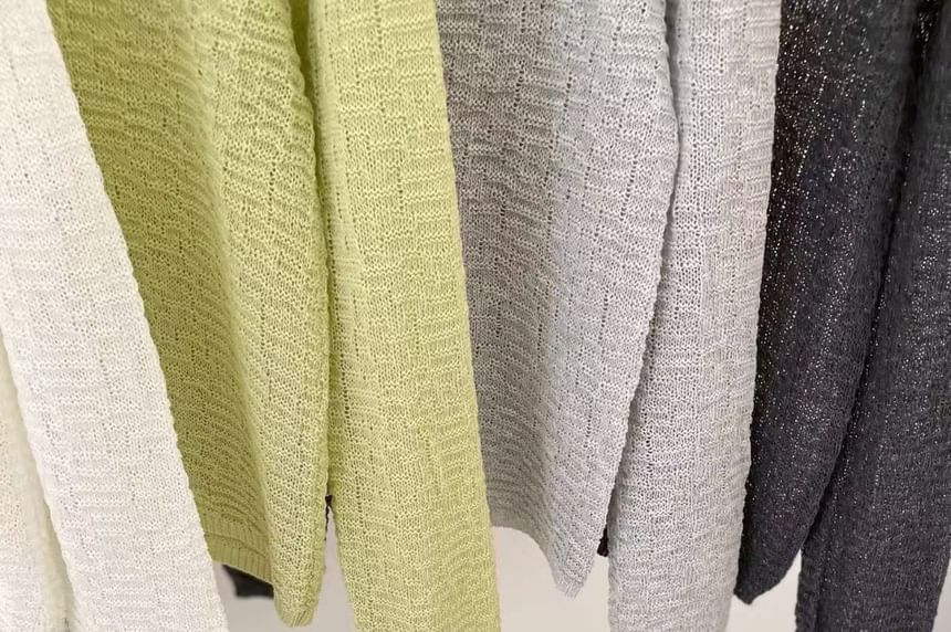 V-Neck Plain Crop Cardigan
