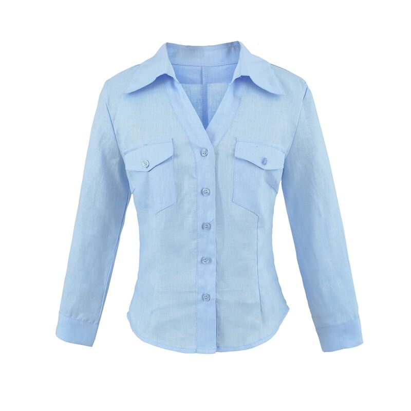 Solid Button-Down Shirt with Long Sleeves