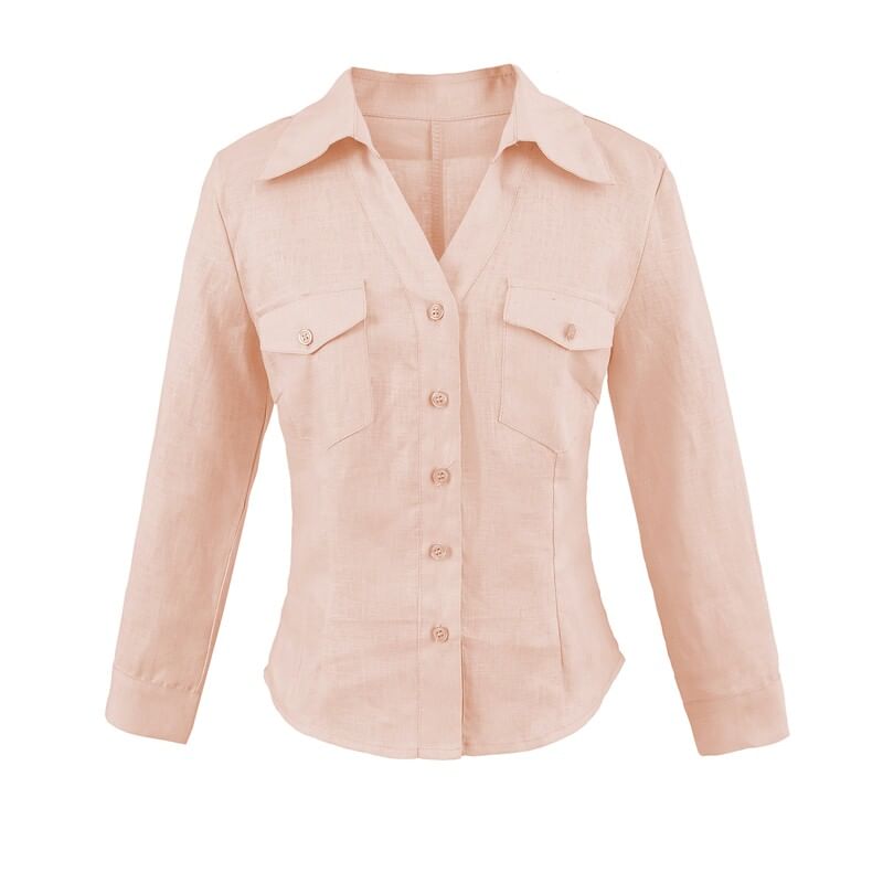 Solid Button-Down Shirt with Long Sleeves