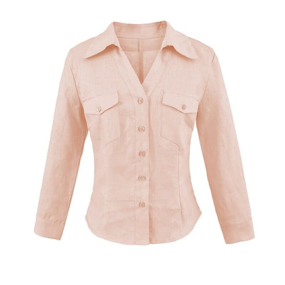 Solid Button-Down Shirt with Long Sleeves
