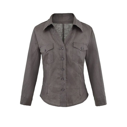 Solid Button-Down Shirt with Long Sleeves