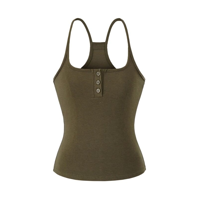 Classic Solid Camisole with Button Front