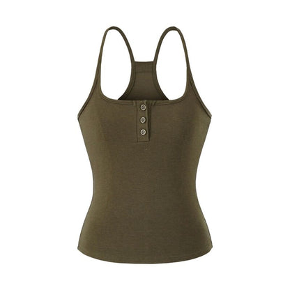 Classic Solid Camisole with Button Front