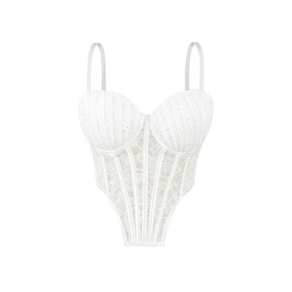 Lace-Trimmed Strappy Cami Bodysuit