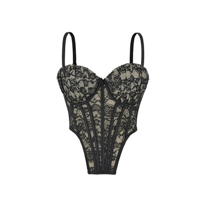 Lace-Trimmed Strappy Cami Bodysuit