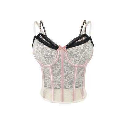 Fishbone Lace Detail Sleeveless Cami
