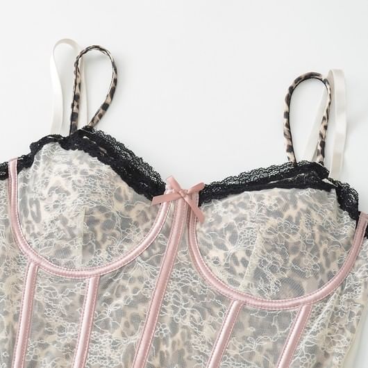 Fishbone Lace Detail Sleeveless Cami