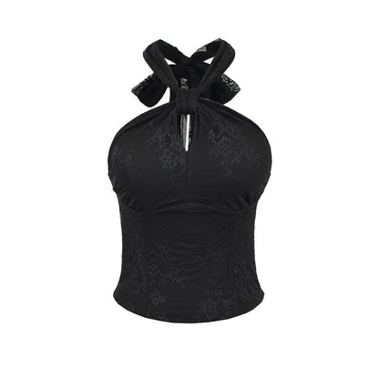 Halter Neck Lace Knotted Top