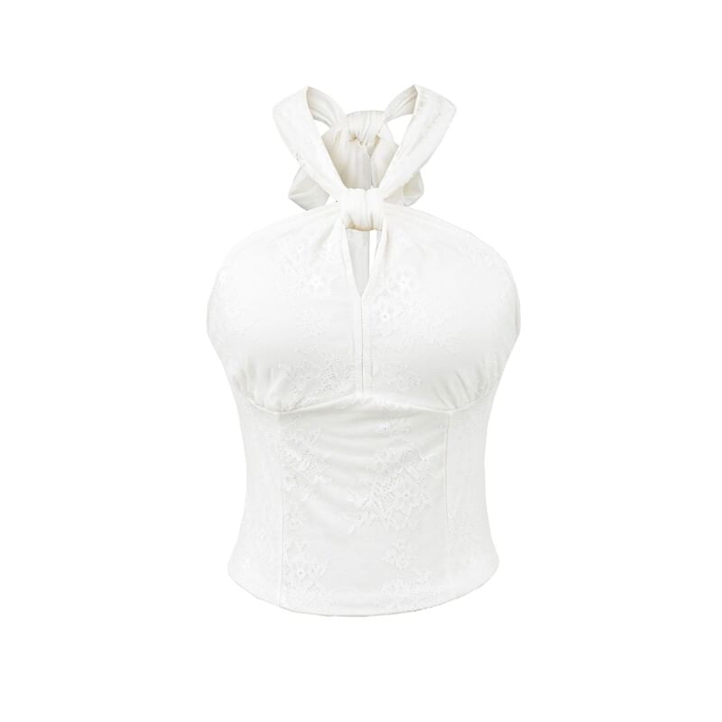Halter Neck Lace Knotted Top