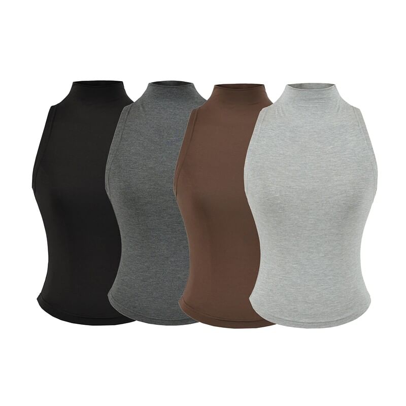 Sleeveless High Neck Minimalist Blouse
