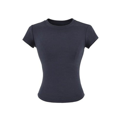 Crew Neck Solid Tee with Short Sleeves