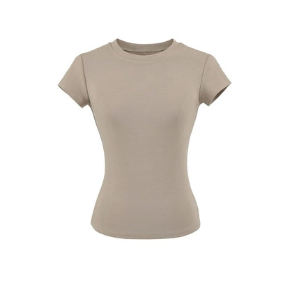 Crew Neck Solid Tee with Short Sleeves