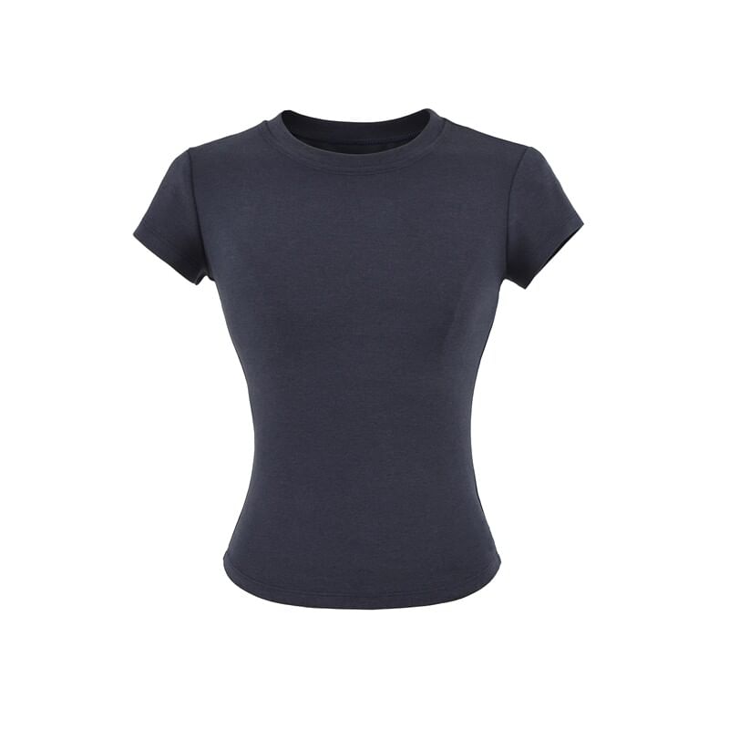 Crew Neck Solid Tee with Short Sleeves