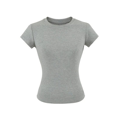 Crew Neck Solid Tee with Short Sleeves