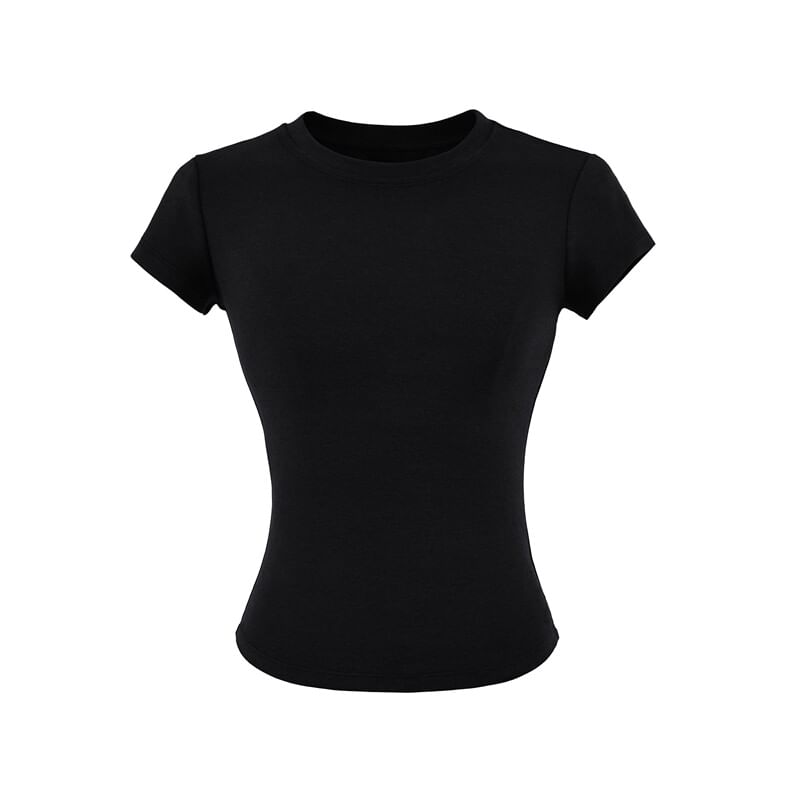 Crew Neck Solid Tee with Short Sleeves