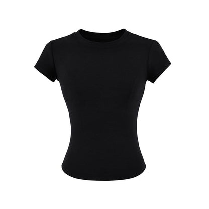 Crew Neck Solid Tee with Short Sleeves