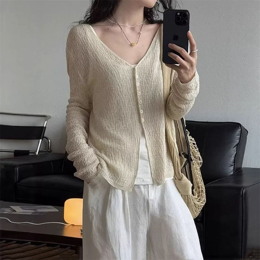 V-Neck Plain Light Cardigan