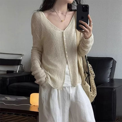 V-Neck Plain Light Cardigan