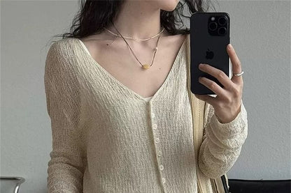 V-Neck Plain Light Cardigan