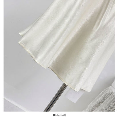 Spaghetti Strap Plain Satin Maxi A-Line Dress