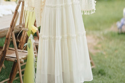 Spaghetti Strap Sheer Maxi A-Line Dress / Tasseled Cardigan / Set