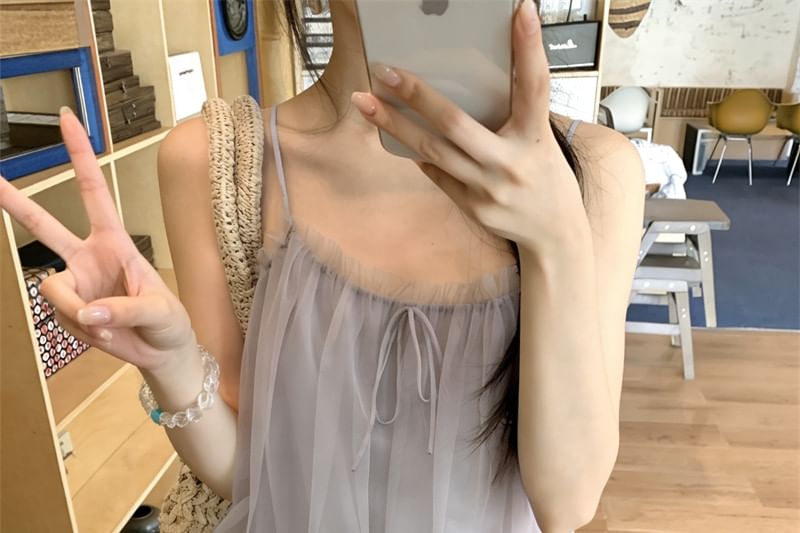 Mesh Peplum Camisole Top