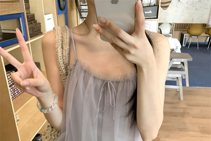 Mesh Peplum Camisole Top