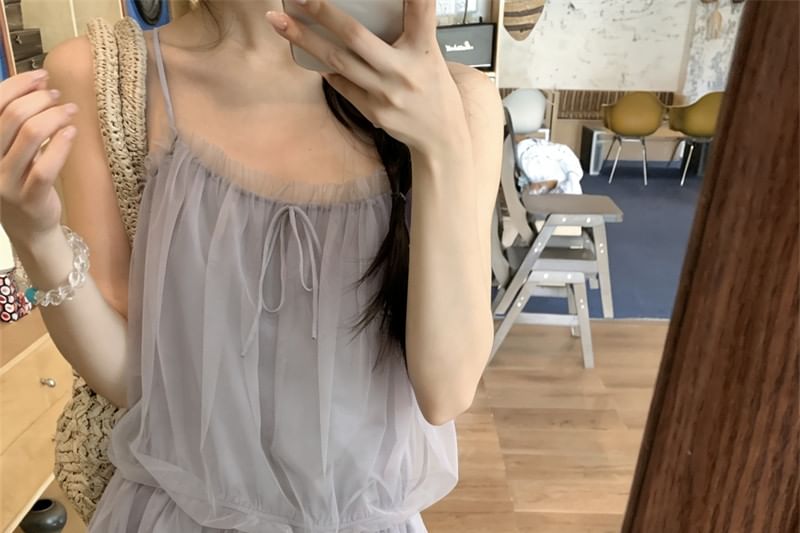 Mesh Peplum Camisole Top
