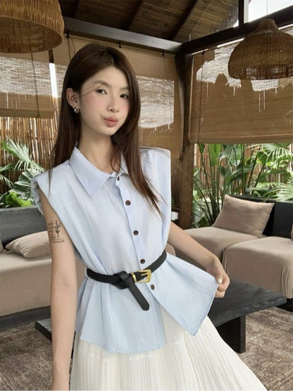 Sleeveless Button-Up Shirt