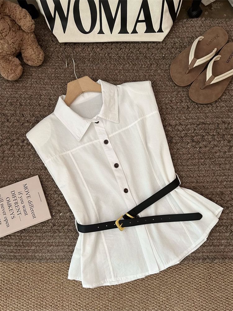Sleeveless Button-Up Shirt
