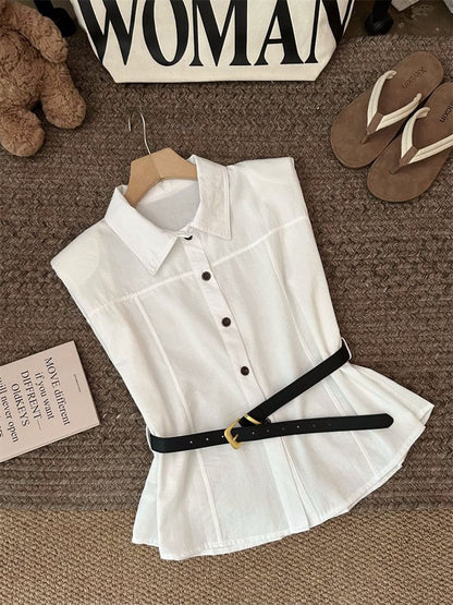 Sleeveless Button-Up Shirt