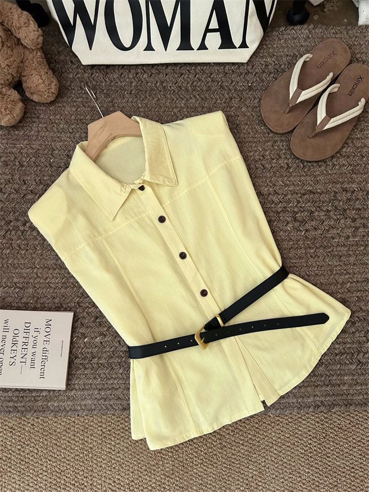Sleeveless Button-Up Shirt
