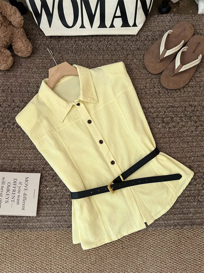 Sleeveless Button-Up Shirt
